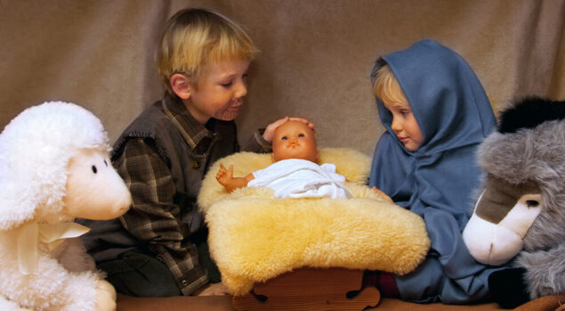 Children reenacting the Nativity scene